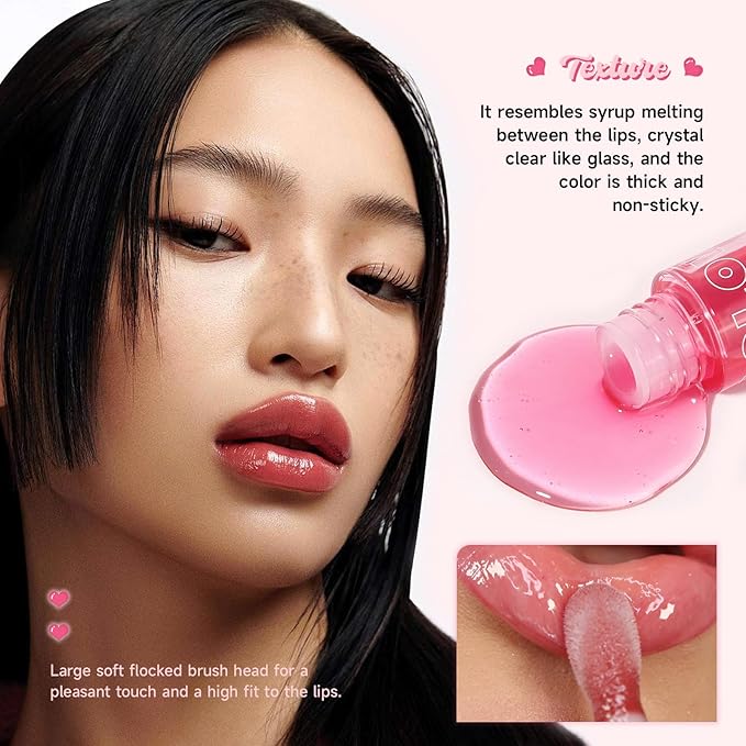 Lip Plumper Gloss High-Shine Liquid Lip Plumping Color, Long-Lasting Plumper Pout, Moisturizing, Non-Sticky With Natural Ginger Extract Portable 6 Colors (03#Peach)