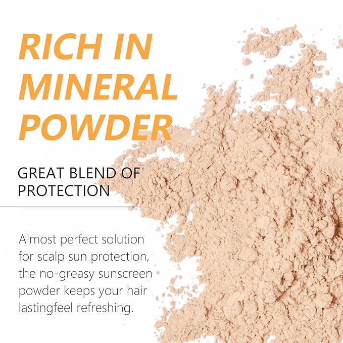 KYDA 2 Pcs Mineral Sunscreen Powder, for Scalp & Hair, SPF 35 PA++, Scalp Sunscreen Powder, Broad Spectrum UV Protection, Lightweight, No-Greasy, 0.71 Oz.