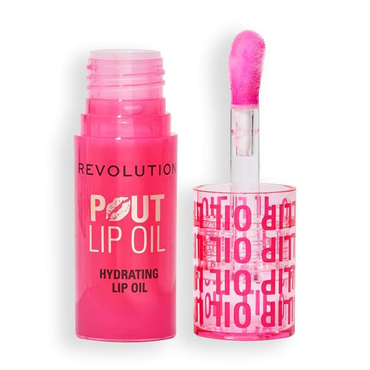 Revolution, Pout Lip Oil, Nourishing Tinted Lip Oil, High Shine, Non-Sticky Finish, Vegan & Cruelty-Free, Watermelon Pink, 0.13 oz