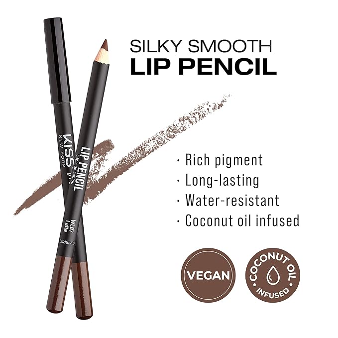 Professional Slim Lip Pencil, Creamy Soft Lip Liner, Smooth Long-Lasting Rich Lip Color, Natural Lip Makeup, Water-Resistant Lip Crayon (Latte)