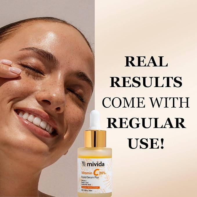 Premium 20% Vitamin C Facial Serum Plus Hyaluronic Acid+Ferulic Acid+Vitamin E | Anti Aging & Anti-Wrinkle Brightening Serum For Face | Lightweight Maximum Strength Formula 1 fl oz