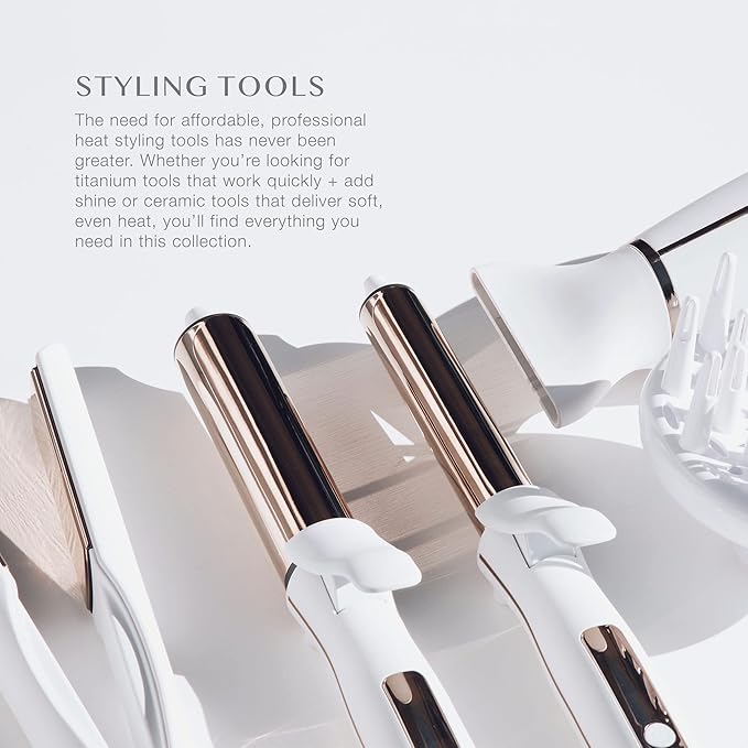 Kristin Ess Hair 1 1/4 Inch Rotating Curling Iron Pivot Wand for Beach Waves - Dual Voltage + Auto Shut Off - Long Barrel Salon Professional Hot Tool Curling Iron - Rotate + Spin to 90 Degrees