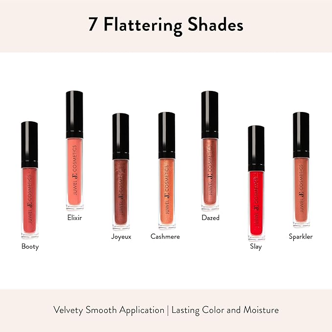 Juwel Cosmetics Ultra Lip Gloss, Gloss for Dry Lips, High Shine, Smooth Finish Moisturizing Lip Gloss with Beeswax, Castor Oil and Vitamin E, Vegan, Talc-free, Elixir