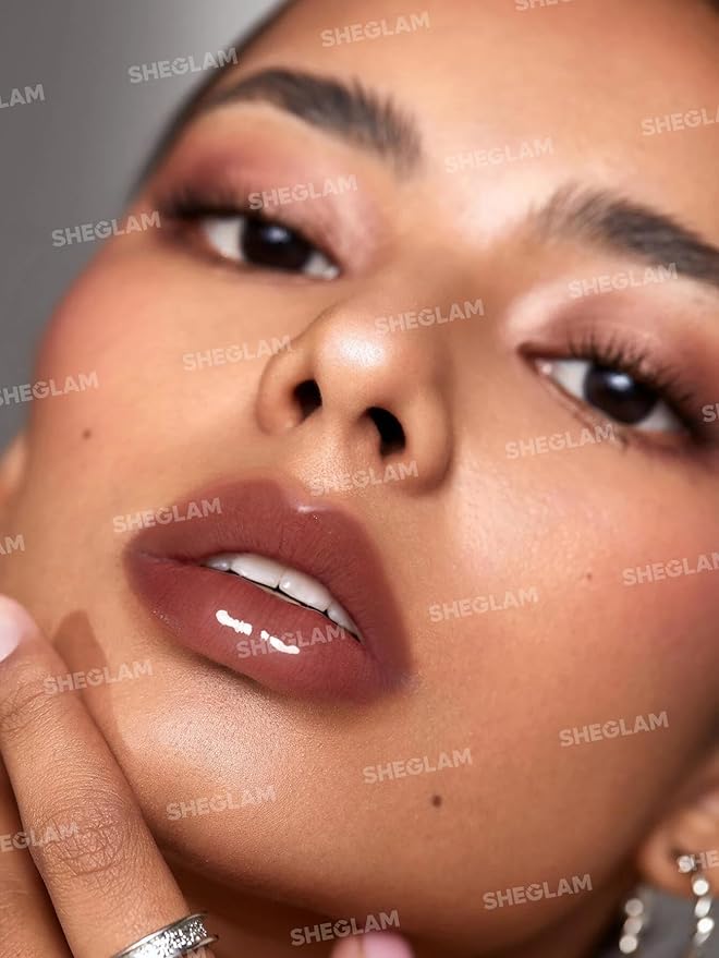 SHEGLAM Glaze Daze Lip Gloss Shiny Tinted Lip Gloss High Gloss Finish Plumping Lip Care Nourishing Not Easy to Fade Liquid Lip Cosmetics-Grape Juice