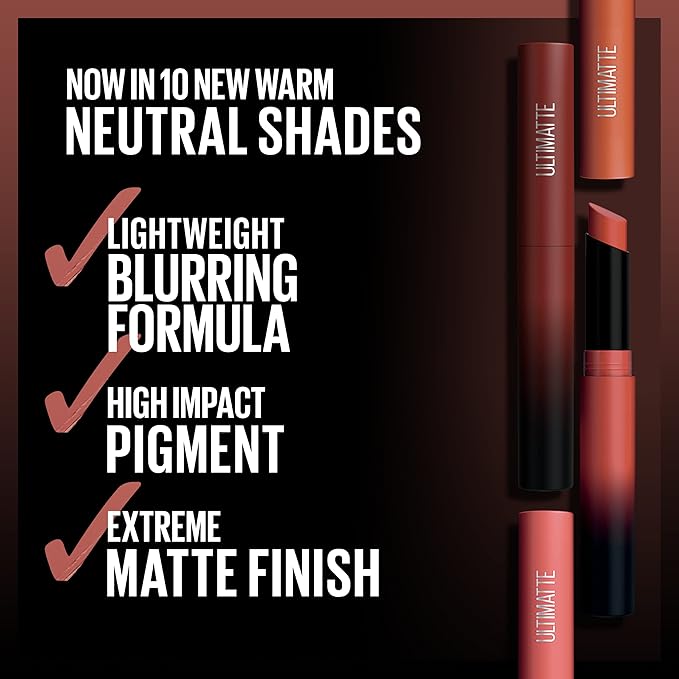 Maybelline Color Sensational Ultimatte Matte Lipstick, Non-Drying, Intense Color Pigment, More Mocha, Mid-Tone Mauve, 1 Count