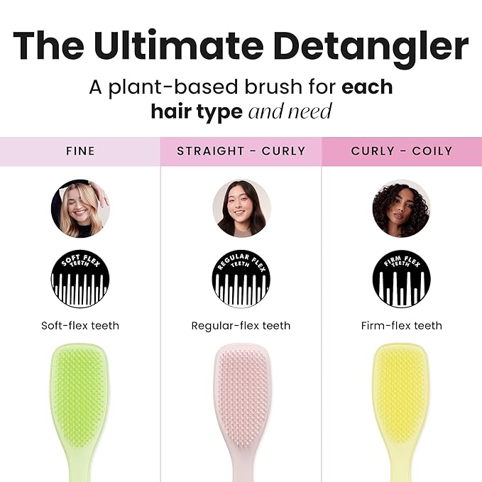 Tangle Teezer Plant-Based Ultimate Detangler Brush, Dry & Wet Hair Brush, Eliminates Knots & Reduces Breakage for All Hair Types, Marshmallow Pink