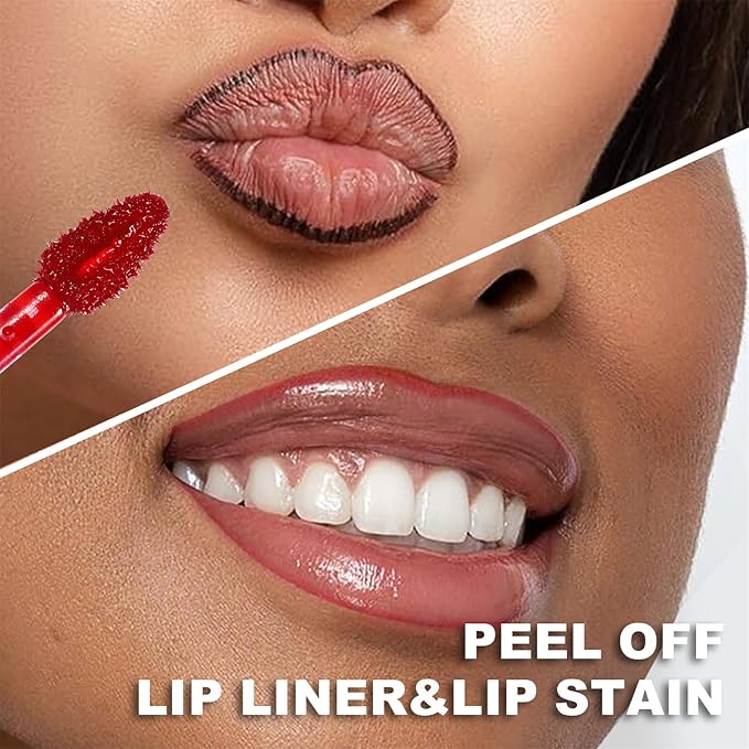 6 Colors Peel Off Matte Lip Tint, Long Lasting Natural Peel Off Tattoo Lip Liner Stain, Waterproof Smudge Proof Non-Stick Cup Tinted Lip Stain Peel Off Lip Gloss, Lip Makeup Gift for Women