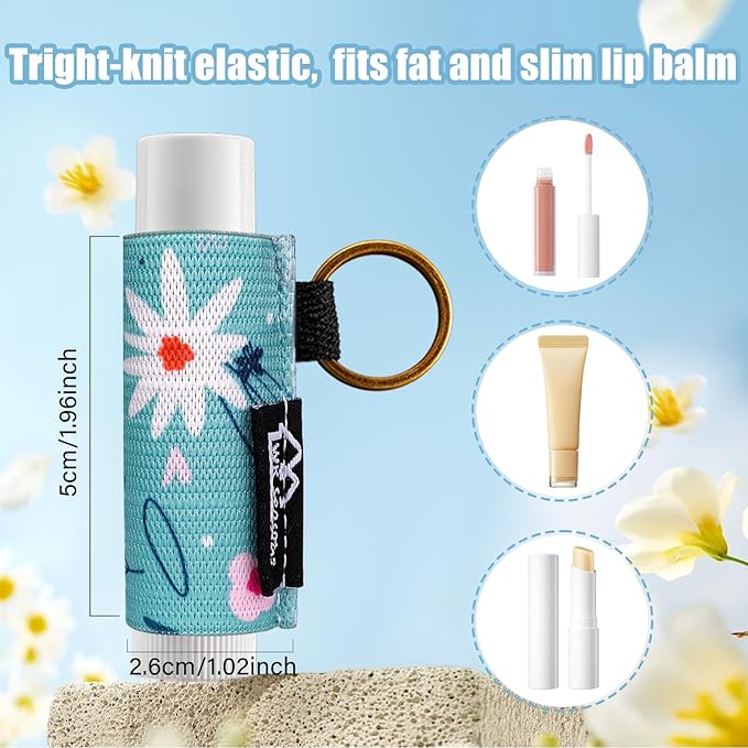 WK IEASON 8PCS Lip Balm Holder Keychain Bulk Gloss