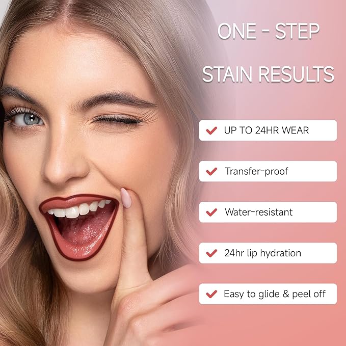 KISSIO Lip Stain Set,Peel Off Lip Liner Stain and Lip Care Oil,Transfer Proof,Long Lasting and Waterproof Lip Tint,Matte Finish,Lip Combo,07 Berry