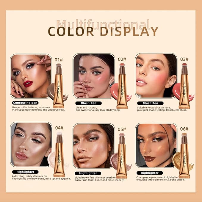 2 Colors Liquid Contour Beauty Wand, Highlighter and Blend. (1#/2#)