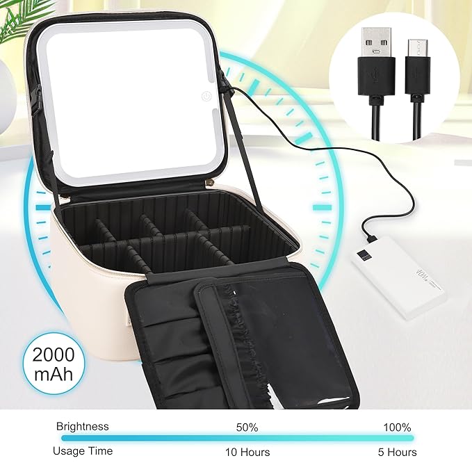 Relavel makeup bag with led