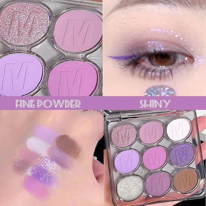 9 Colors Purple Grape Matte Shimmer Eyeshadow Palette