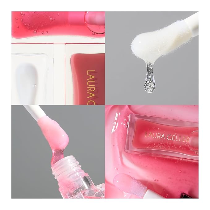 LAURA GELLER NEW YORK Fine Shine Glossy Lip Oil, Sweet Pink - Hydrating Squalane - Sheer Pink Lip Gloss