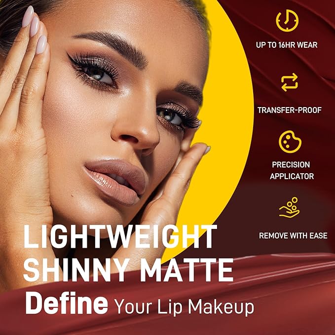 Matte Liquid Lipstick Set, 6 Colors 2-In-1 Mirror Glosses