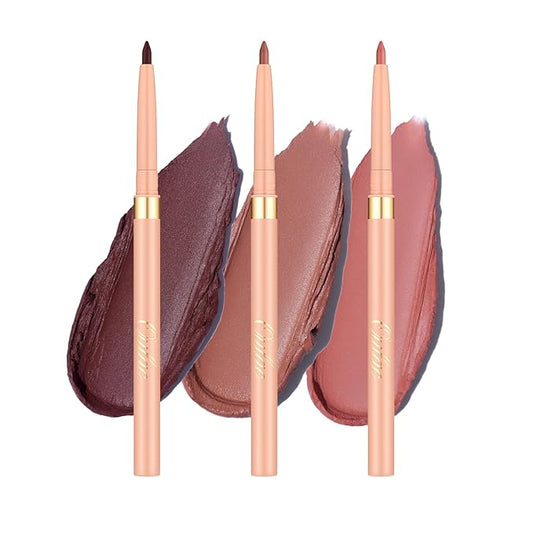 Oulac Waterproof Lipliner Pencil Set - Smooth and Creamy, Retractable Lip Makeup for Precision Application, Vegan & Cruelty-Free, L03+L04+L07