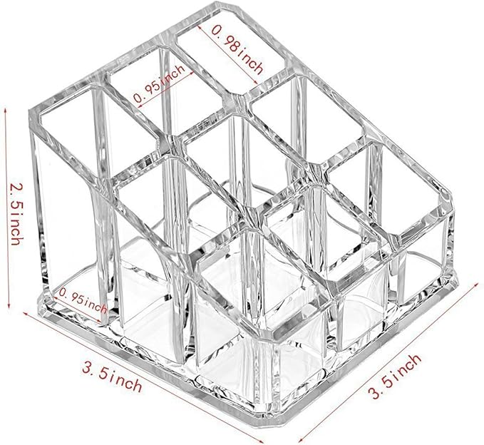 Sooyee Lipstick Organizer,Lipstick Holder,9 Spaces Acrylic Lipstick Case,Cosmetic Display Cases for Lipstick, Brushes, Bottles, and more,Clear