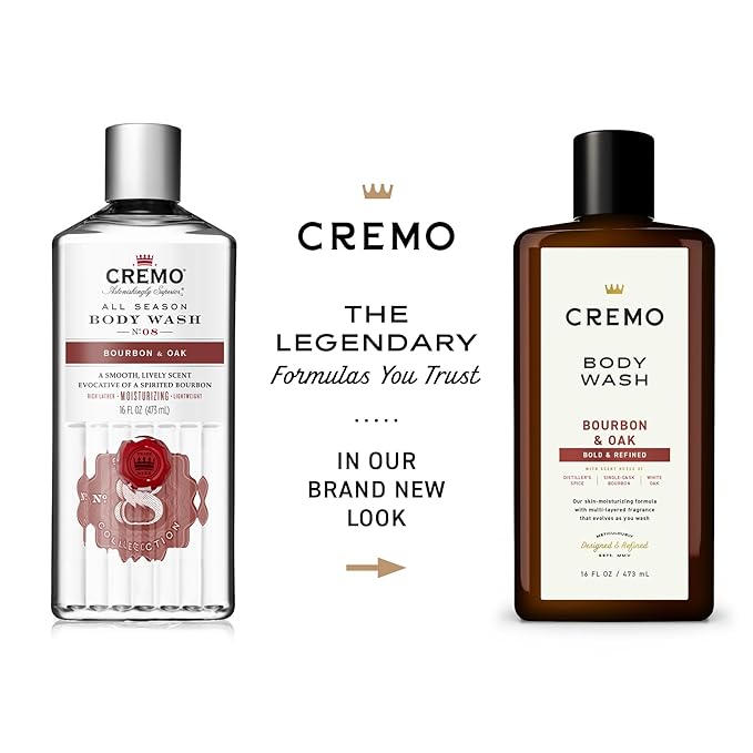 Cremo Body Wash Men, A Sophisticated Blend of Distillers Spice, Fine Bourbon and White Oak, 16 Fl Oz