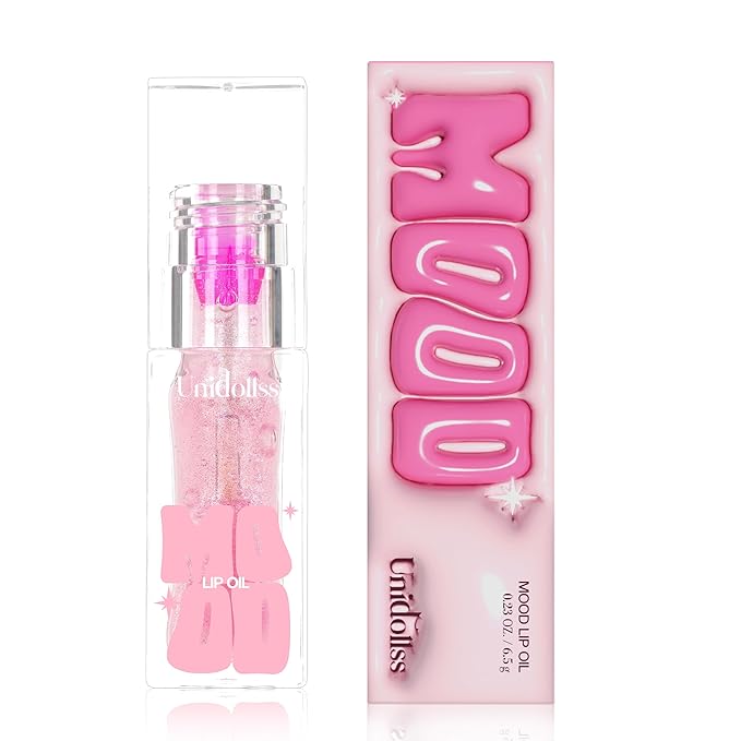 Unidollss MOOD Color Changing Lip Oil - Hydrating, Plumping, Non-Sticky Lip Gloss with Shimmer Finish, Long-Lasting Moisturizing Tinted Lip Balm for Smooth & Glossy Lips