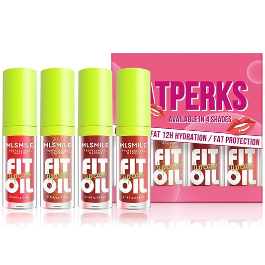 4 Colors Lip Oil Lip Glaze, Soft Brush Head Hydrating Lip Glow Oil,Shiny Transparent Lip Gloss Plumping,Long Lasting Nourishing Non-sticky Fresh Clear Smooth Lip Care -Set B