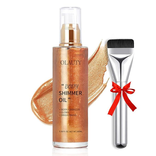 Body Shimmer Oil, Bronze Liquid Illuminator Body Glitter Golden, ) 80ML