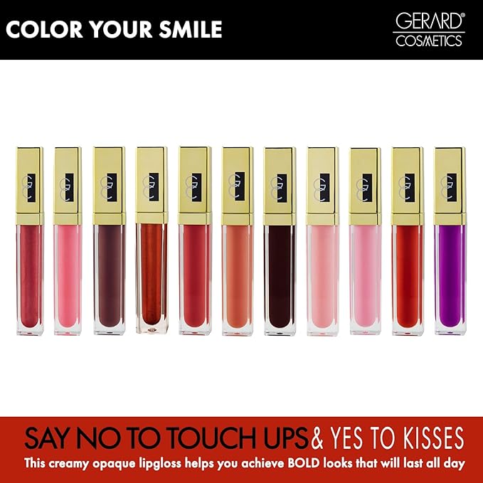 Gerard Cosmetics Color Your Smile Lip Gloss Salmon, Super Pigmented Peach Lip Gloss with LED Light and Mirror, Shiny Finish, Hydrating Liquid Peach Lipstick, Cruelty Free and Made in USA