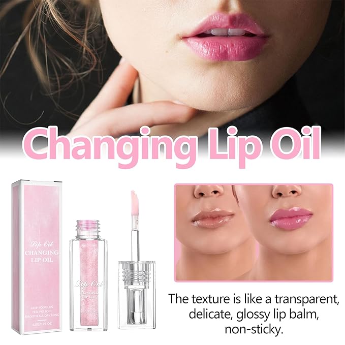 2PCS Magic Color Changing Lip Oil, Moisturizing Nourishing Lip Oil,Light Colour Gloss Non-sticky Lip Oil For Dry Lips Lip Care