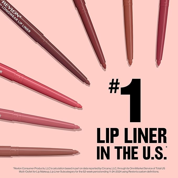 Revlon Colorstay Lip Liner with Built-In Sharpener, Valentine's Day Makeup Gifts for Women, Longwear Rich Colors, Smooth Application, 650 Pink, 0.01 oz