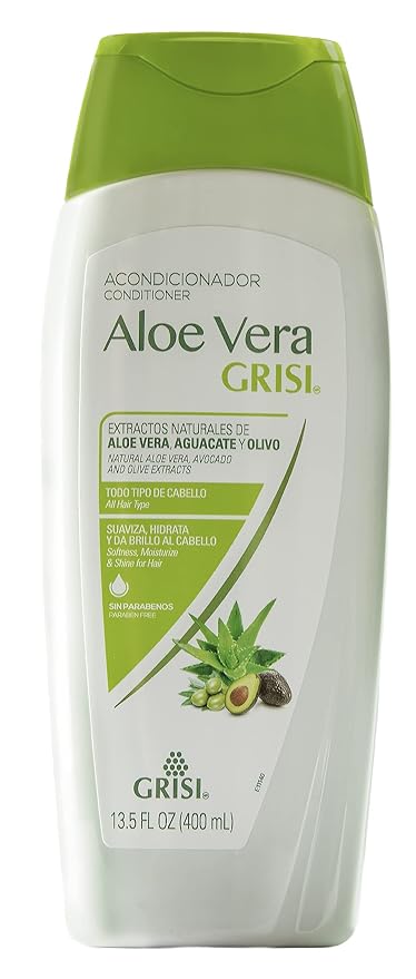 Grisi Aloe Vera Conditioner, Moisturizing Hair Product with Aloe Extract, Paraben-Free, 2-Pack for Soft and Shiny Hair, 13.5 FL Oz each