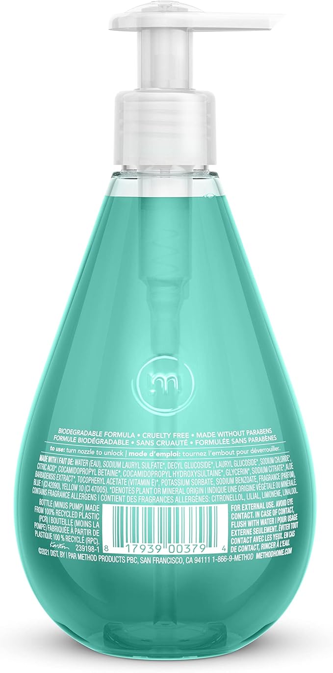 Method Gel Hand Soap, Waterfall, Biodegradable Formula, 12 fl oz (Pack of 3)