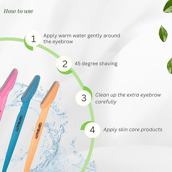 G&P BEAUTY Precision Face & Eyebrow Dermaplaning Kit - 3 Exfoliating Razors with Precision Covers for Women, ideal Gift.