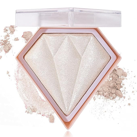Glitter Blush Shimmer Highlighter Blusher Powder Makeup Face Pearl White）