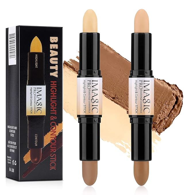 4 Colors Highlight and Contour Stick,Dual-Ended Full Coverage Stick Set