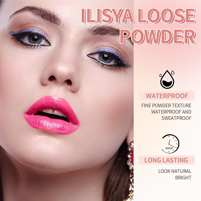 Setting Powder Lightweight Loose Powder Finishing Powder Long-Lasting (Light Apricot/Translucent) 0.28 Oz