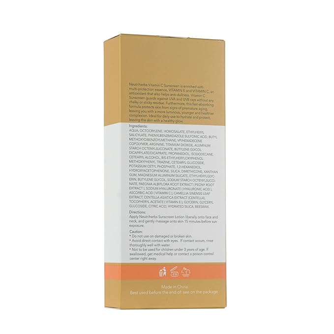 NEUTRIHERBS Sunscreen Tinted SPF 50 for Face & Body, PA++++ Sunblock Lotion, Broad Spectrum, Vitamin E and Vitamin C Face Sunscreen, Travel Sunscreen