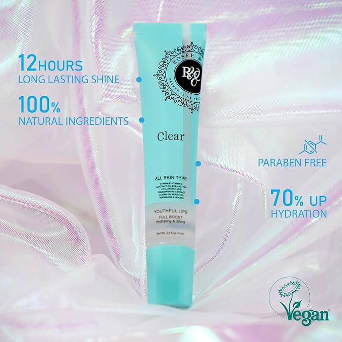 ROSÉE & CO Rosee Lip Gloss Vegan & Cruelty Free Treatment, Professional Make up, Long Lasting Glossy with Shea Butter, Moisturize, Protect & Smooth, High Shine, Non-Sticky - Set of 8-3