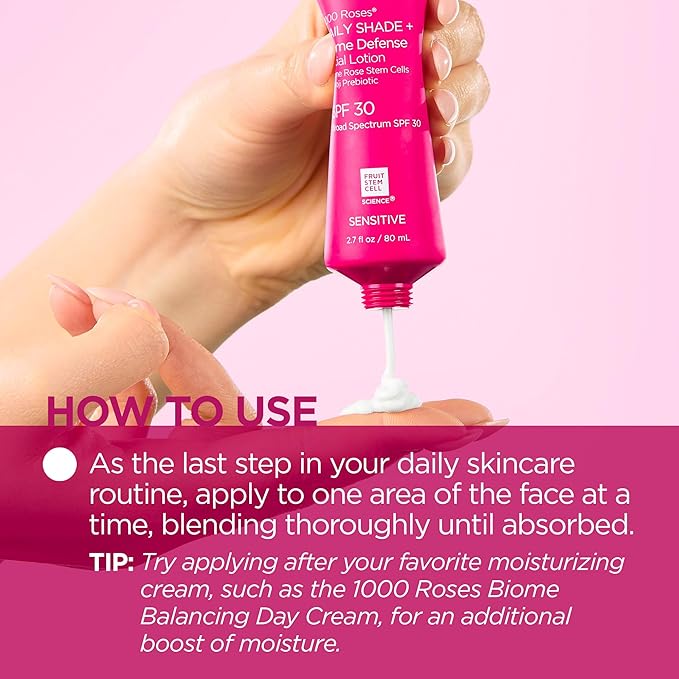 Andalou Naturals Daily Shade Face Sunscreen, 1000 Roses, SPF 30 Mineral Sunscreen with Zinc Oxide, Skin Barrier Defense + Broad Spectrum Protection, Gentle & Soothing, for Sensitive Skin - 2.7 Fl Oz