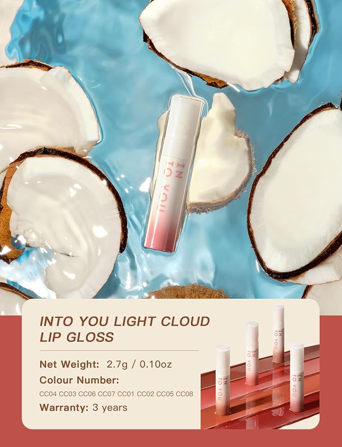 INTO YOU Lip Gloss Coco Liquid Moisturizing Lipstick Long Lasting Lip Stick Lip Stain Makeup Glitter Shine Non-sticky Lipstick for Women (CC05)