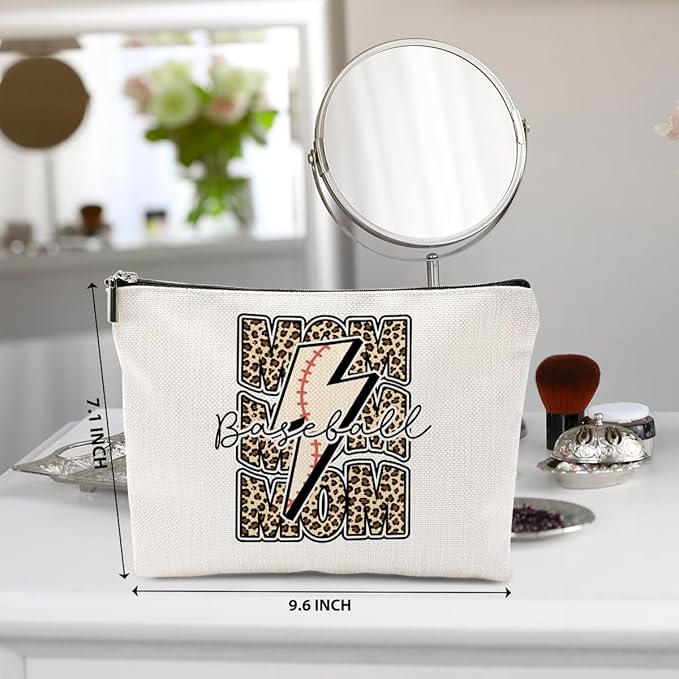 Baseball Gifts Mom Gifts, Baseball Stuff Leopard Makeup Bag, Mama Gifts for Mom Women Baseball Team Player, Baseball Mom Cosmetic Bag, Baseball Coach Gifts Toiletry Bag Christmas Birthday Gifts