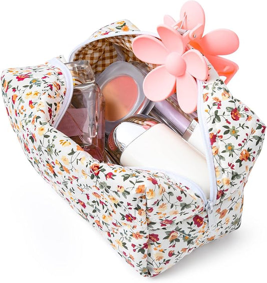 Soidram floral makeup bag quilted