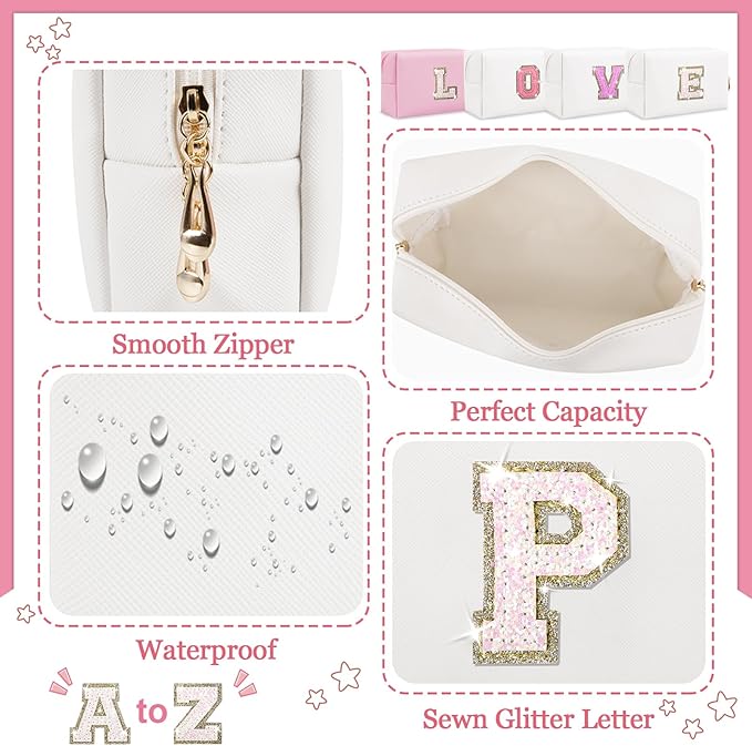 Personalized initial letter makeup bag,