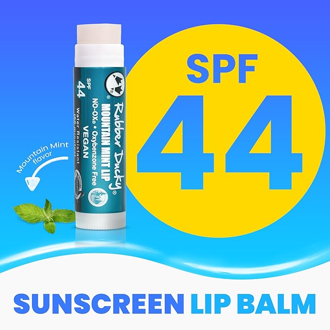Rubber Ducky | Lip Sunscreen, Lip Balm with SPF 44, Waterproof Sunscreen Lip Balm | Vegan, Untinted, Mint Flavor, with Vitamin E | All Season - Broad Spectrum Sunscreen for Lips