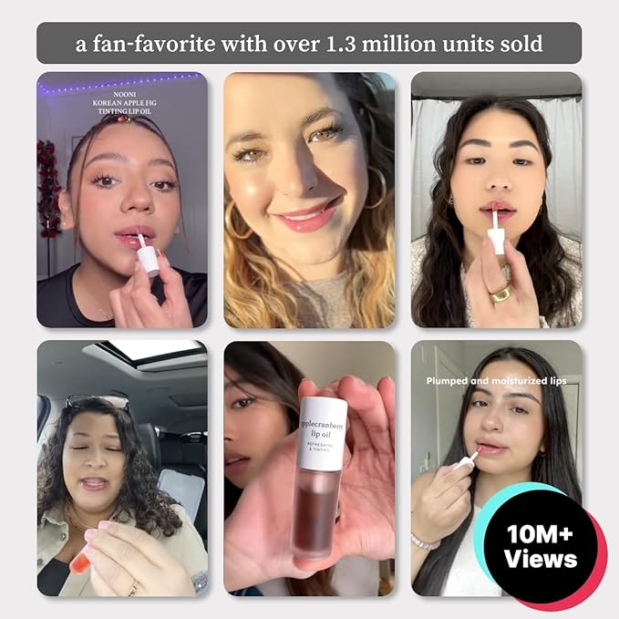 NOONI Korean Hydrating Lip Oil - Applemint | Long-Lasting, Moisturizing, Plumping, Revitalizing for Dry Lips, Waterproof, No Peel Off, Hydrating, Nourishing Crystal Clear, 0.12 FL Oz