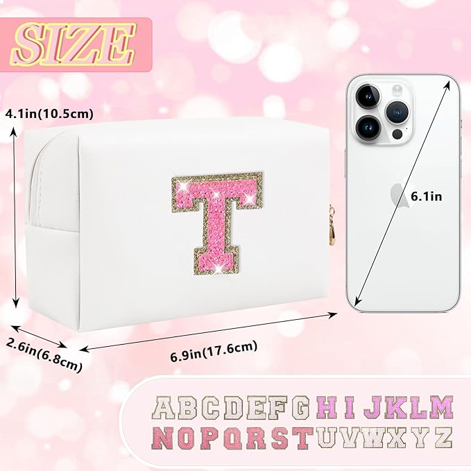 Personalized initial letter makeup bag,