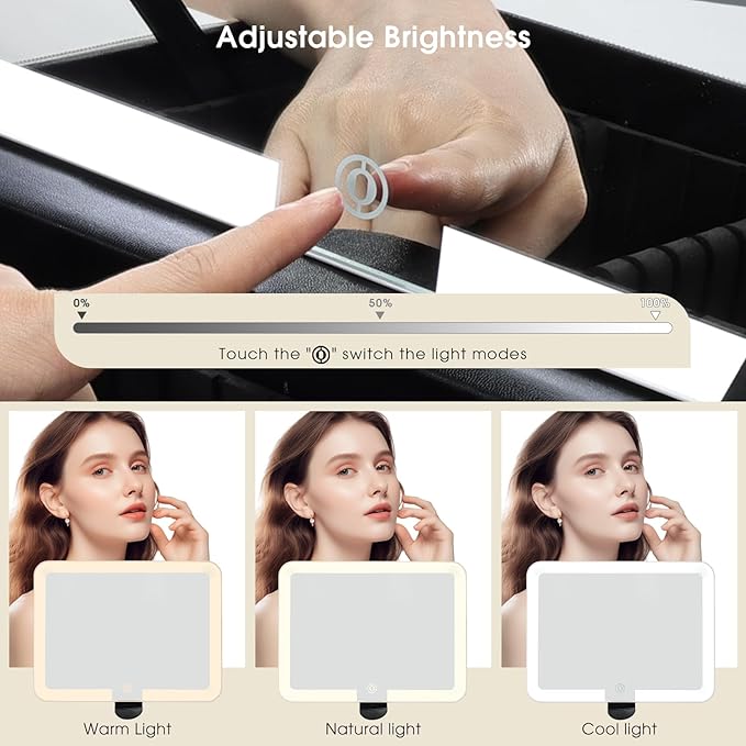 Leather makeup case with led