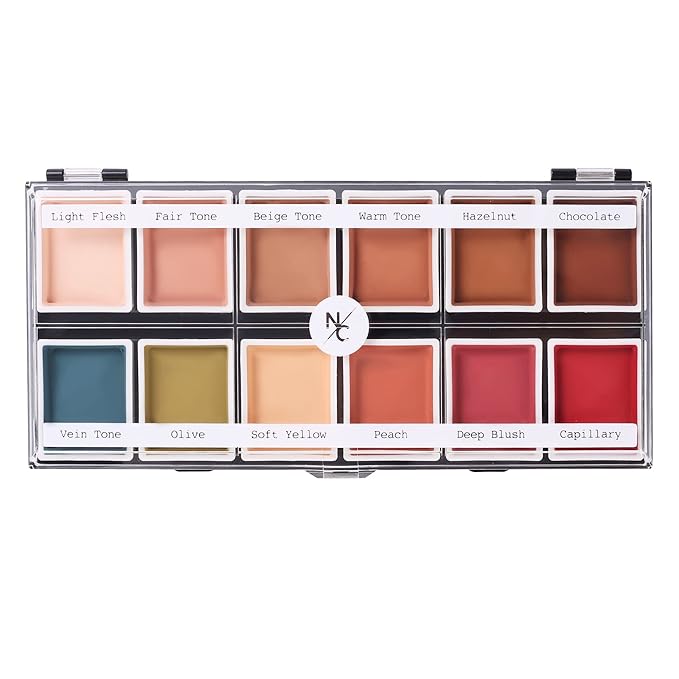 12-Color Flesh Tone Alcohol-Activated Palette, Tattoo Cover, Highly