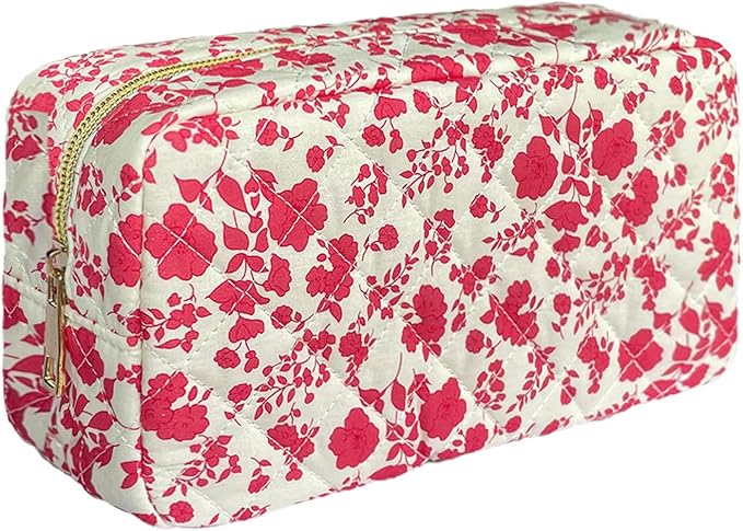 Quilted makeup bag floral makeup