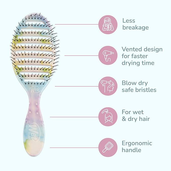 Wet Brush Speed Dry Hair Brush - Splatter (Color Wash) - Vented Design and Ultra Soft HeatFlex Bristles Are Blow Dry Safe With Ergonomic Handle Manages Tangle and Uncontrollable Hair - Pain-Free