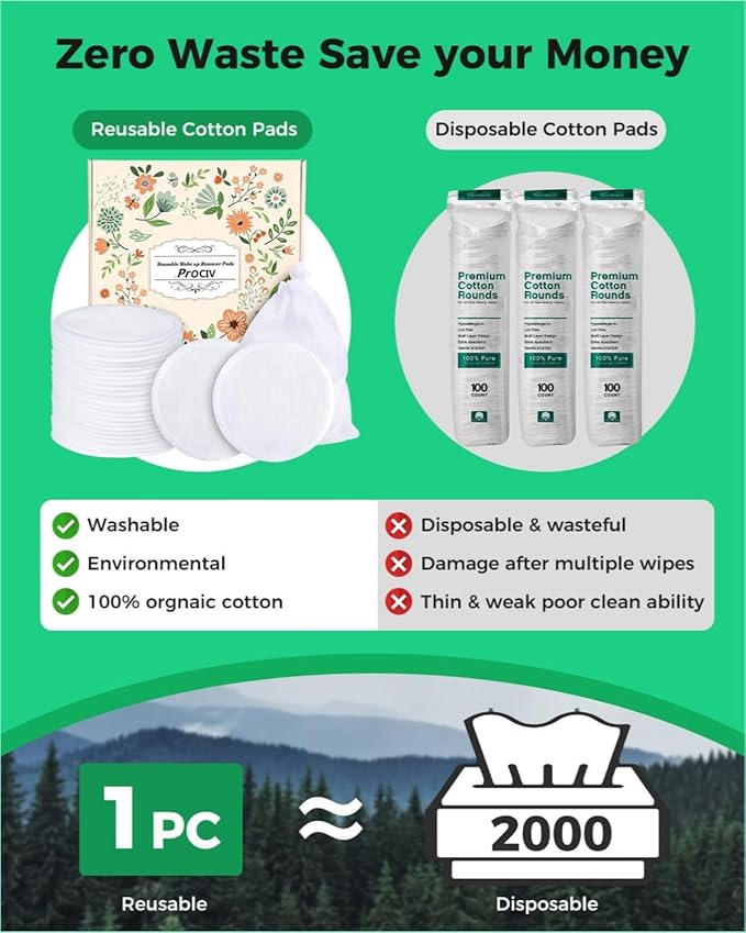 Prociv reusable makeup remover pads,