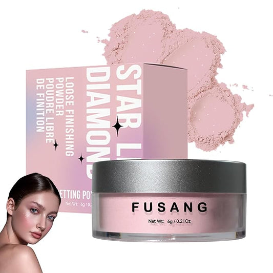 Pink Setting Powder,Oil Control Makeup Powder Shimmer Loose