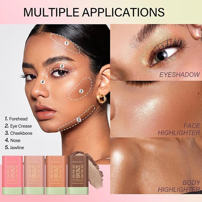 Cream Contour Stick,Versatile Bronzer Facial Contouring Stick,Long Lasting Rich Glow